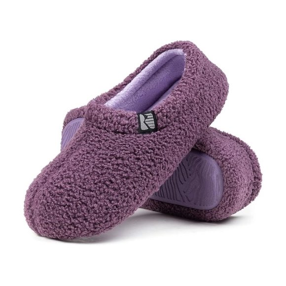 ROCKDOVE Women's Fuzzy Fleece Closed Back Indoor Slipper Size 5-6 in Purple - Picture 1 of 5